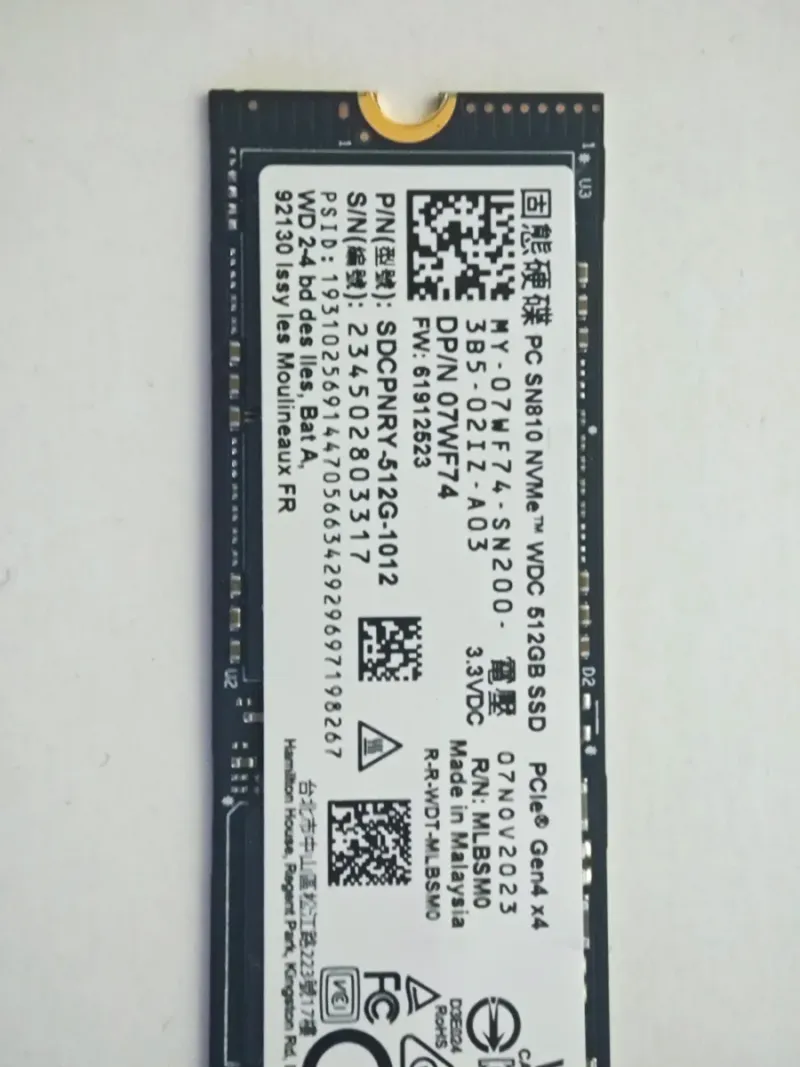 SSD M.2 Western Digital PC SN810 512GB NVMe afbeelding 2