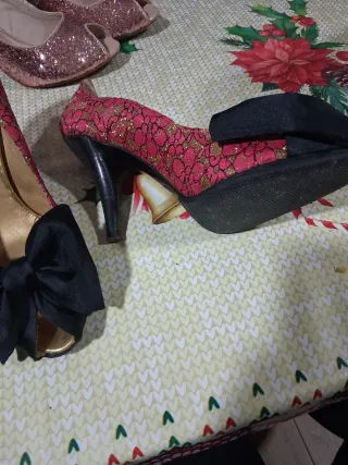 Zapatos Beverly Feldman Tacón Fiesta Moño Negro Ro