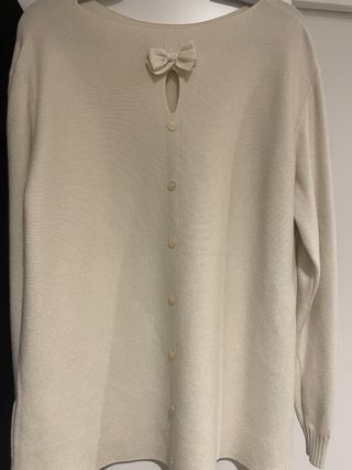 Conjunto punto beige y negro talla única