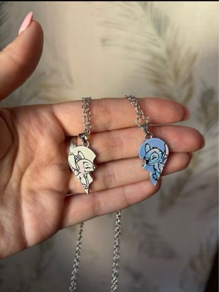 Collar Corazón Pareja Stitch Angel