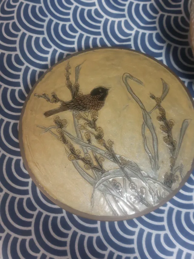 Conjunto japonés cloisoné latón antiguo