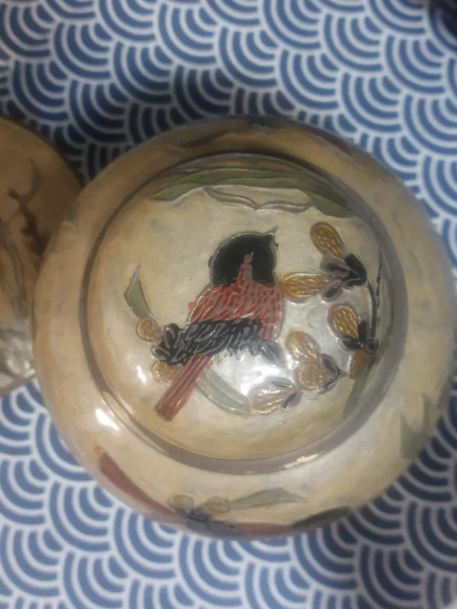 Conjunto japonés cloisoné latón antiguo