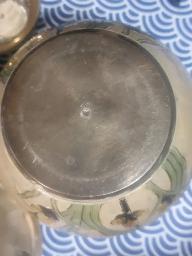 Conjunto japonés cloisoné latón antiguo