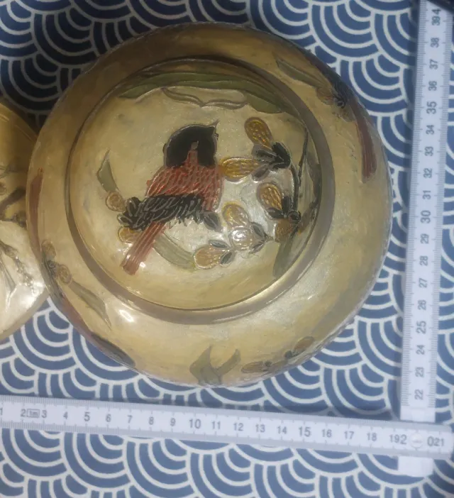 Conjunto japonés cloisoné latón antiguo