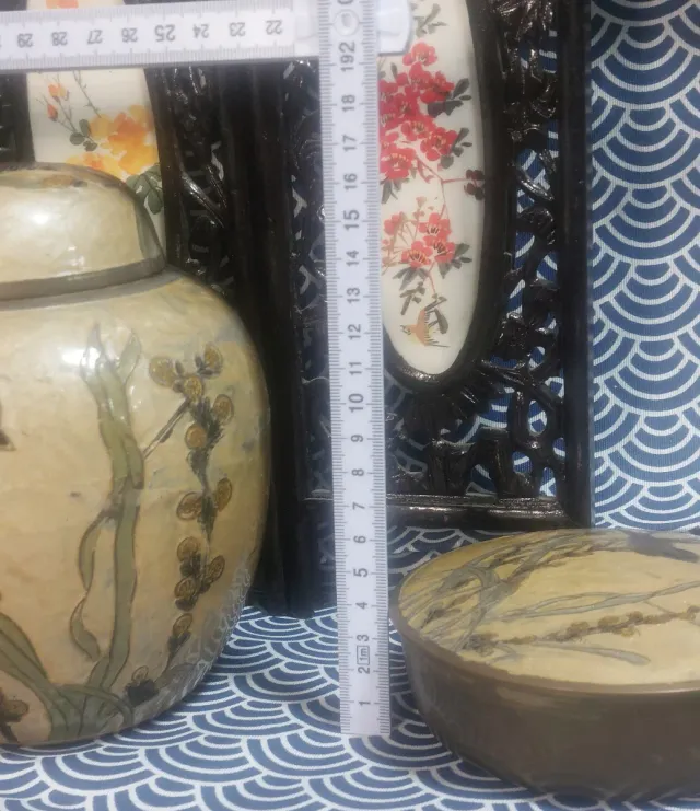 Conjunto japonés cloisoné latón antiguo