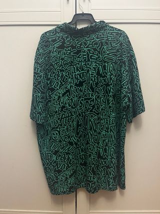 Camisa Pull and Bear XL Negra y Verde