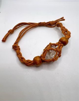 Diamante Herkimer Natural y Pulsera Macramé