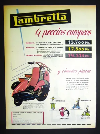 ANUNCIO ORIGINAL MOTO LAMBRETTA AÑO 1959.