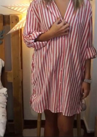 Blusa a rayas roja y blanca