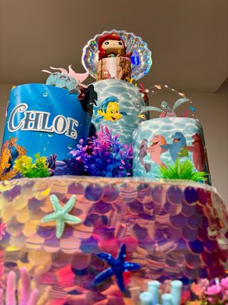 Tarta de pañales temática La Sirenita