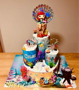 Tarta de pañales temática La Sirenita