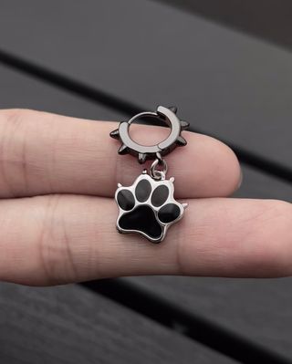 Pendientes Patita Huella Negra y Plata