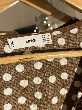 Vestido Mango lunares marrón y blanco