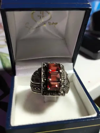 Anillo Plata Granates Vintage