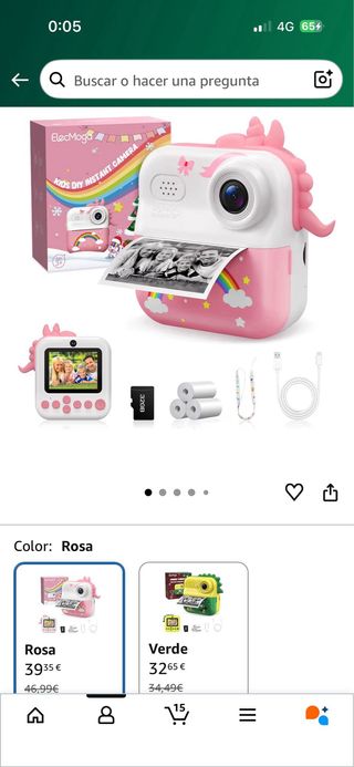 Cámara Instantánea Infantil ElecMoga Unicornio