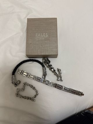 Lote 3 Pulseras Hombre Zales Plata y Negro