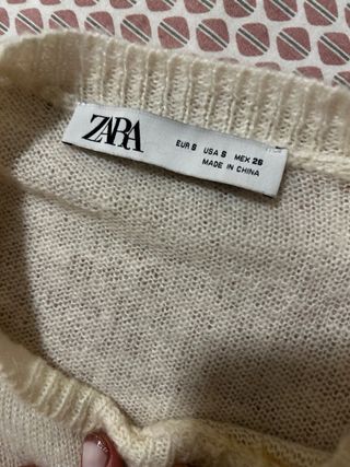 Jersey Zara encaje beige/blanco