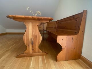 Conjunto mesa y rinconera madera