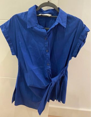 Blusa Zara azul con nudo