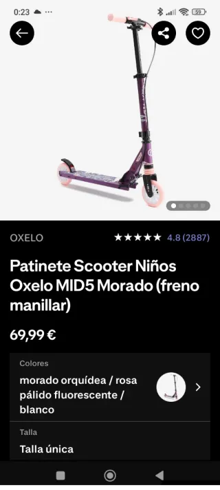 Patinete Oxelo MID5 morado