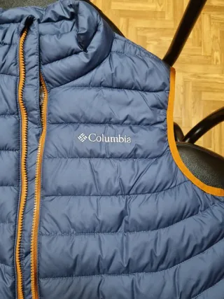 Chaleco Columbia azul y naranja