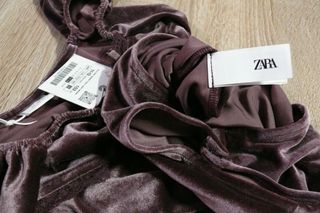 Body Zara Veludo Roxo Tamanho Único