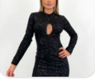 Vestido fiesta lentejuelas negro.
