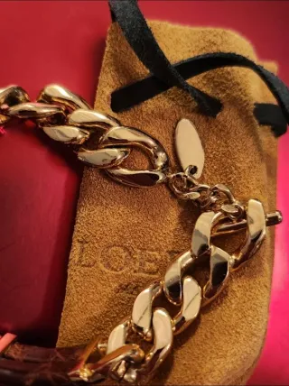 Pulsera Loewe Oro y Marrón Cocodrilo