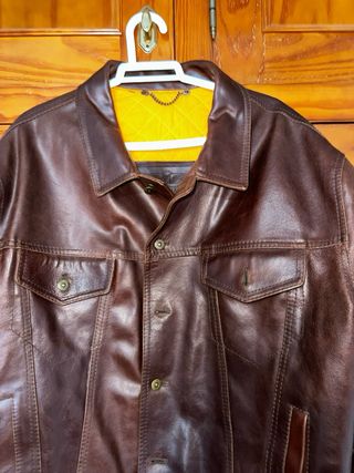 Cazadora de piel Royal Eagle marrón