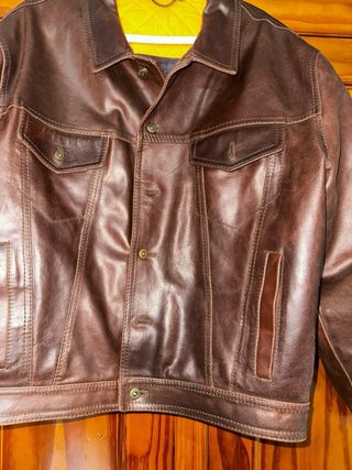 Cazadora de piel Royal Eagle marrón