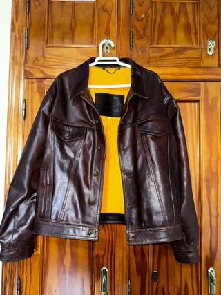 Cazadora de piel Royal Eagle marrón