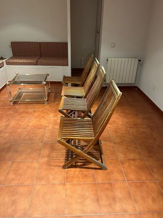 Conjunto 4 Sillas Plegables Madera Jardín