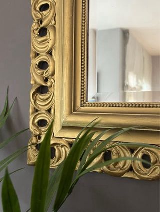 Espejo antiguo madera tallada dorado