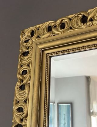 Espejo antiguo madera tallada dorado