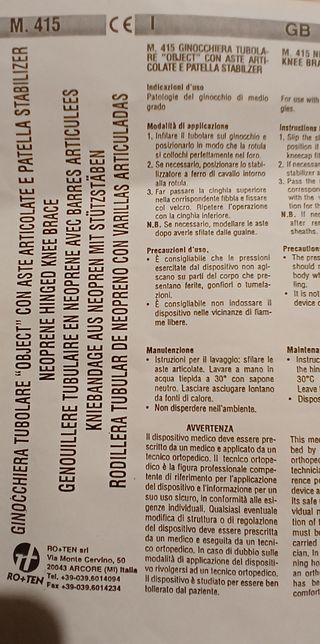 Ginocchiera tutore con stecche laterali RO+TEN
