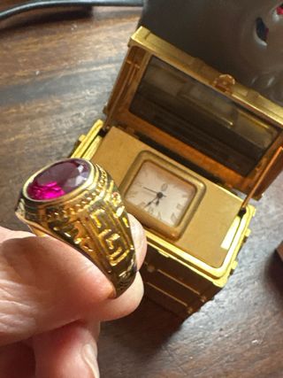 Anillo Oro Grueso Bañado con Piedra Rubí