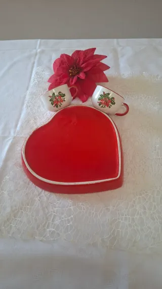 Set Vassoio Cuore + 2 Tazzine