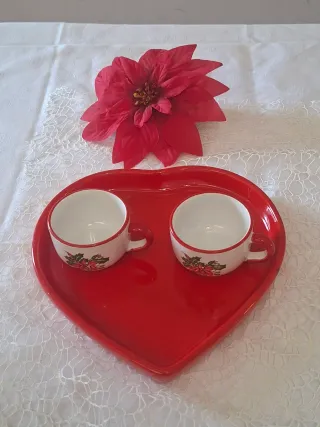 Set Vassoio Cuore + 2 Tazzine