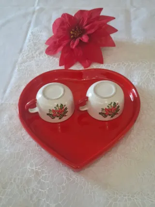 Set Vassoio Cuore + 2 Tazzine