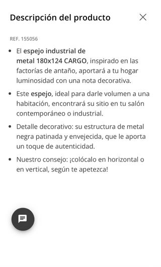 Espejo Diseño Industrial Maison du Monde 180x123