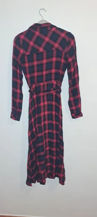 Vestido largo Bershka cuadros T.XS