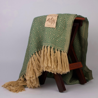 Manta de lana de alpaca verde 200x140cm