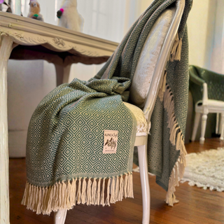 Manta de lana de alpaca verde 200x140cm