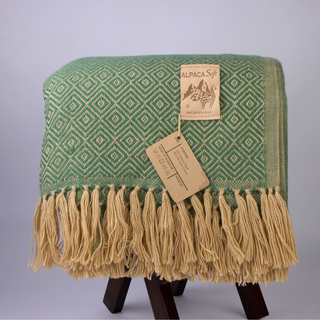 Manta de lana de alpaca verde 200x140cm