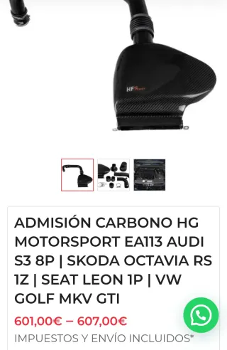 Admisión Carbono HG Motorsport EA113 Audi S3 8P