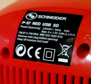 Radio lector USB Schneider roja