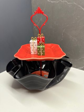 Bandeja Decorativa Vinil e Metal Vermelha