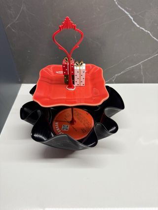 Bandeja Decorativa Vinil e Metal Vermelha