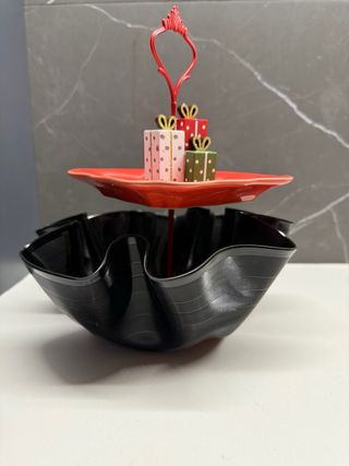 Bandeja Decorativa Vinil e Metal Vermelha