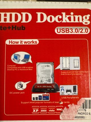 ESTACION USB 3.0 para DISCOS HDD SATA WINDOWS MAC